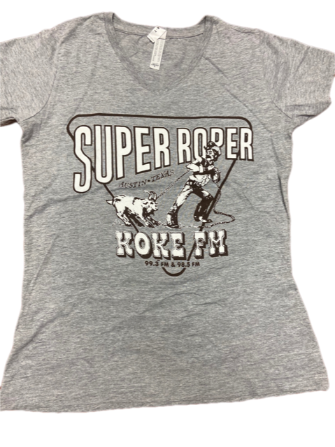 KOKE-FM Super Roper V-Neck Shirt - Gray